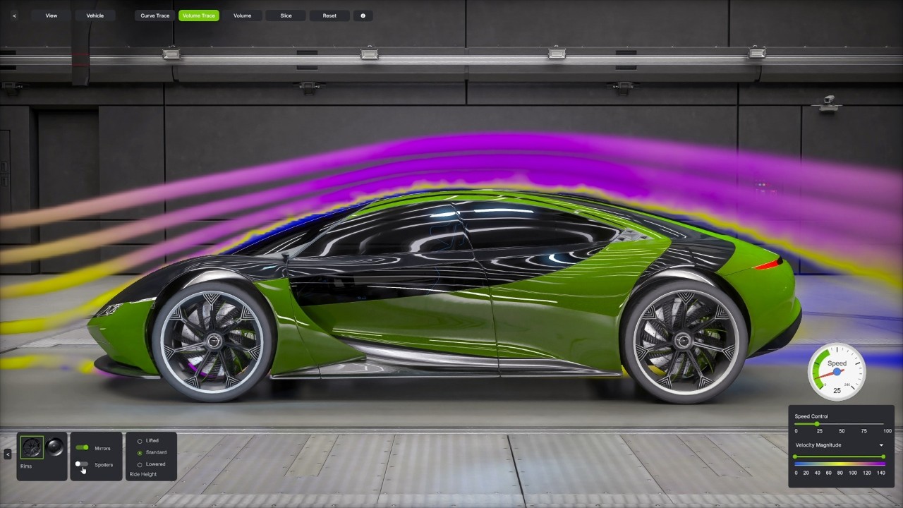 Test auto in una galleria del vento